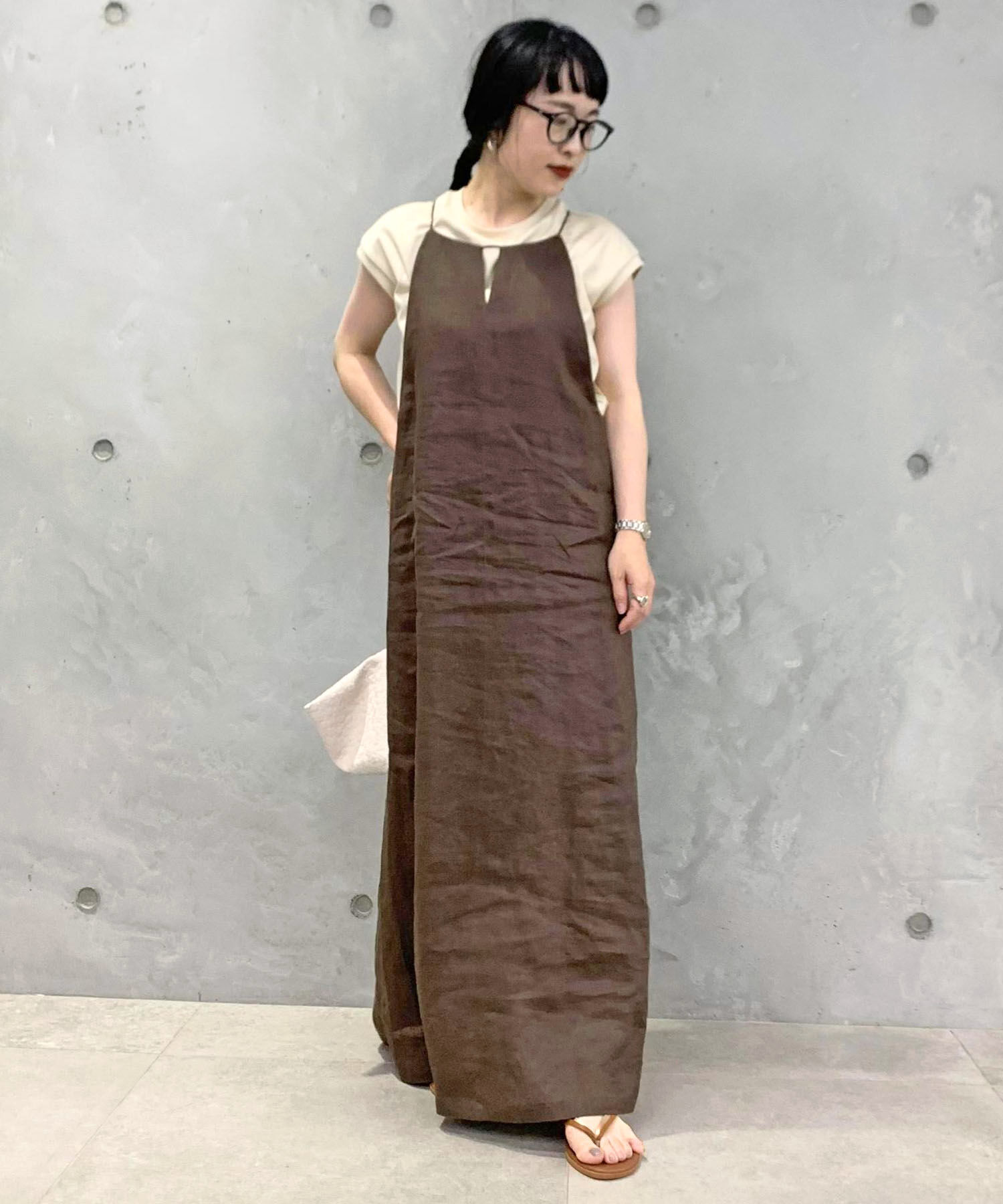 SALON adam et rope'「【洗える】ノルマンディリネンキャミワンピース/麻」|ワンピース|