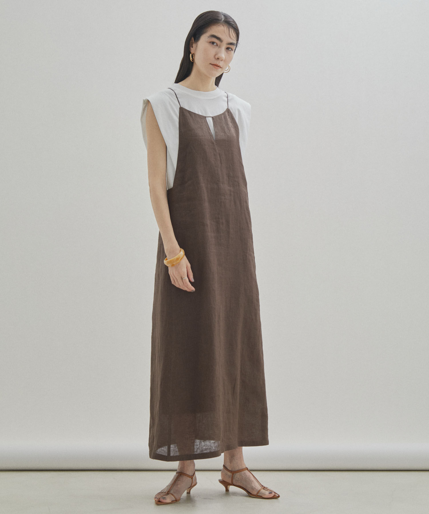 SALON adam et rope'「【洗える】ノルマンディリネンキャミワンピース/麻」|ワンピース|