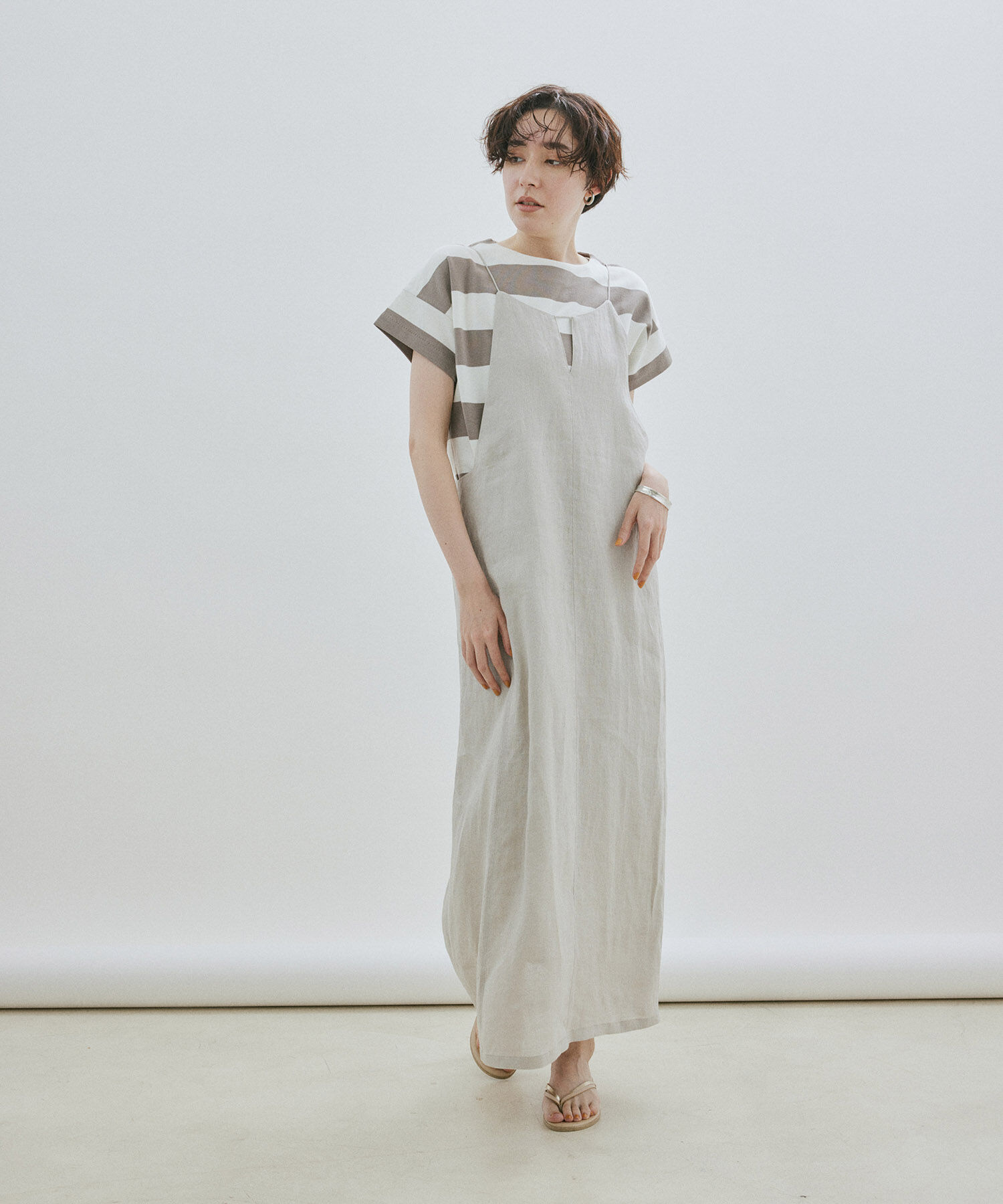SALON adam et rope'「【洗える】ノルマンディリネンキャミワンピース/麻」|ワンピース|