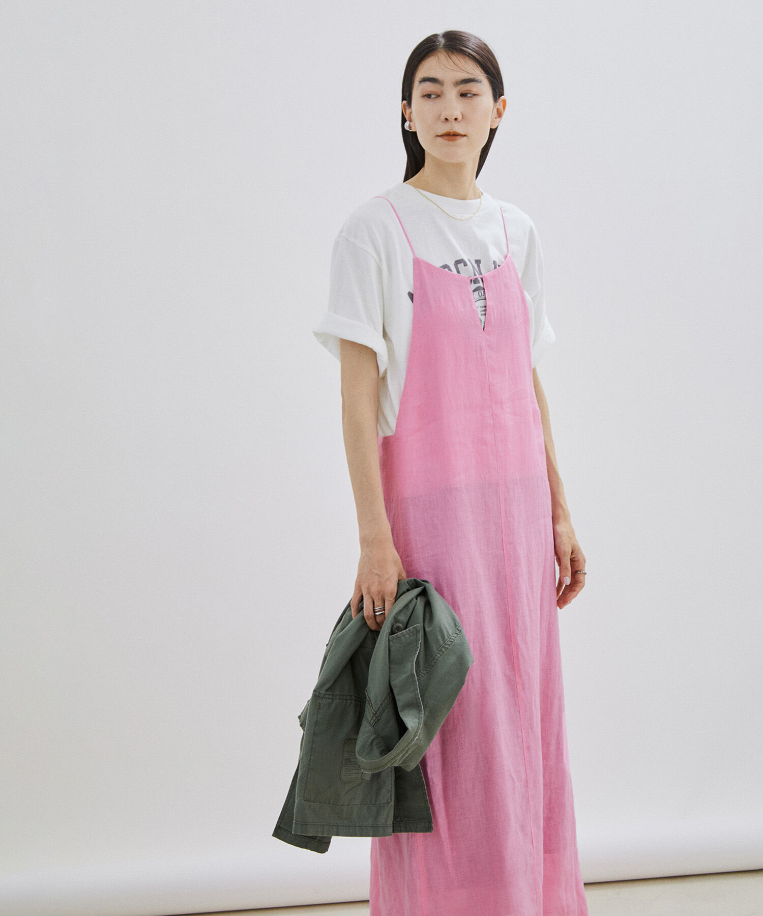 SALON adam et rope'「【洗える】ノルマンディリネンキャミワンピース/麻」|ワンピース|