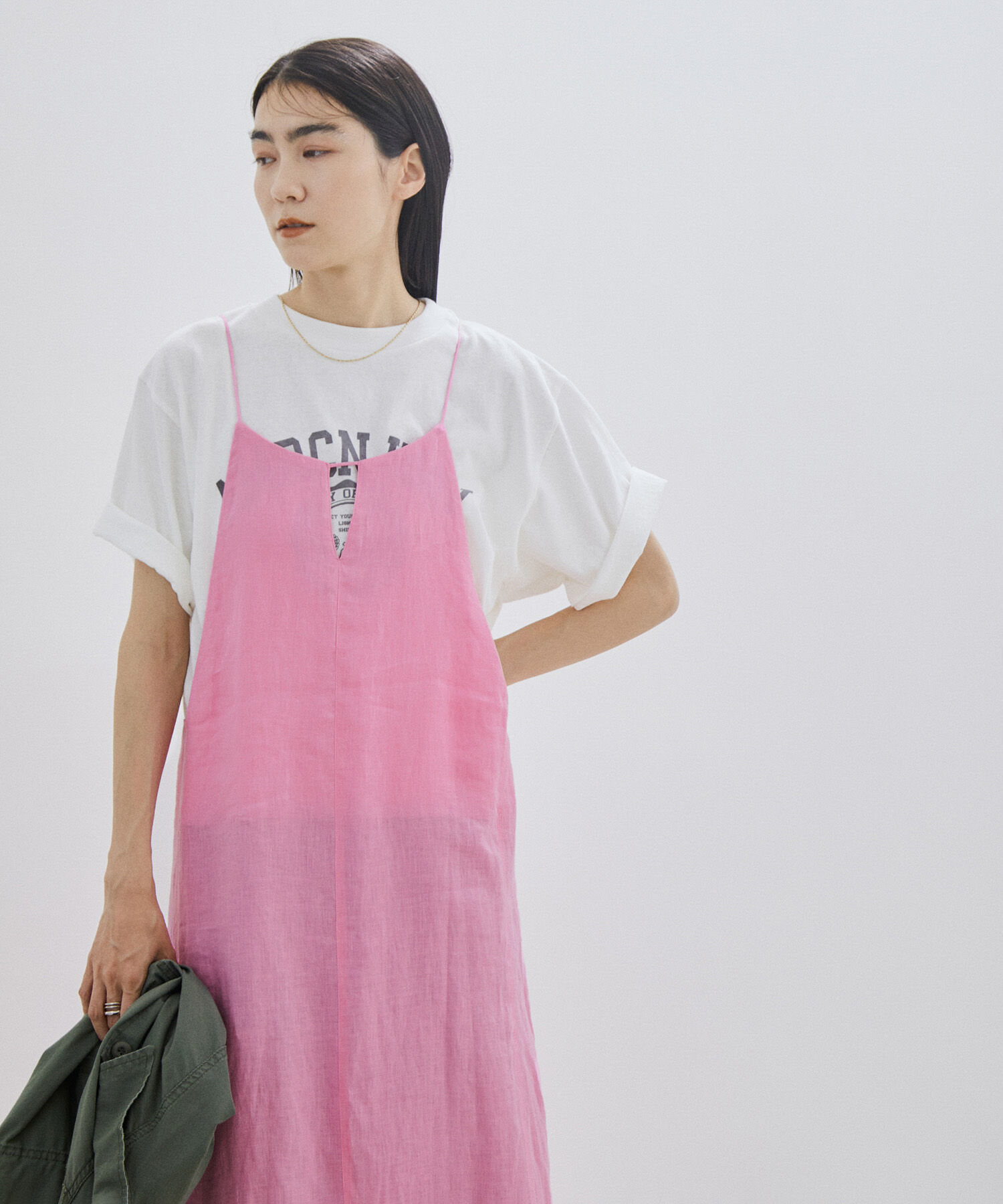 SALON adam et rope'「【洗える】ノルマンディリネンキャミワンピース/麻」|ワンピース|