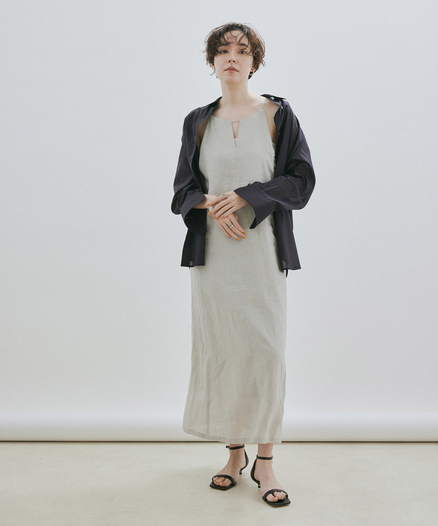 SALON adam et rope'「【洗える】ノルマンディリネンキャミワンピース/麻」|ワンピース|