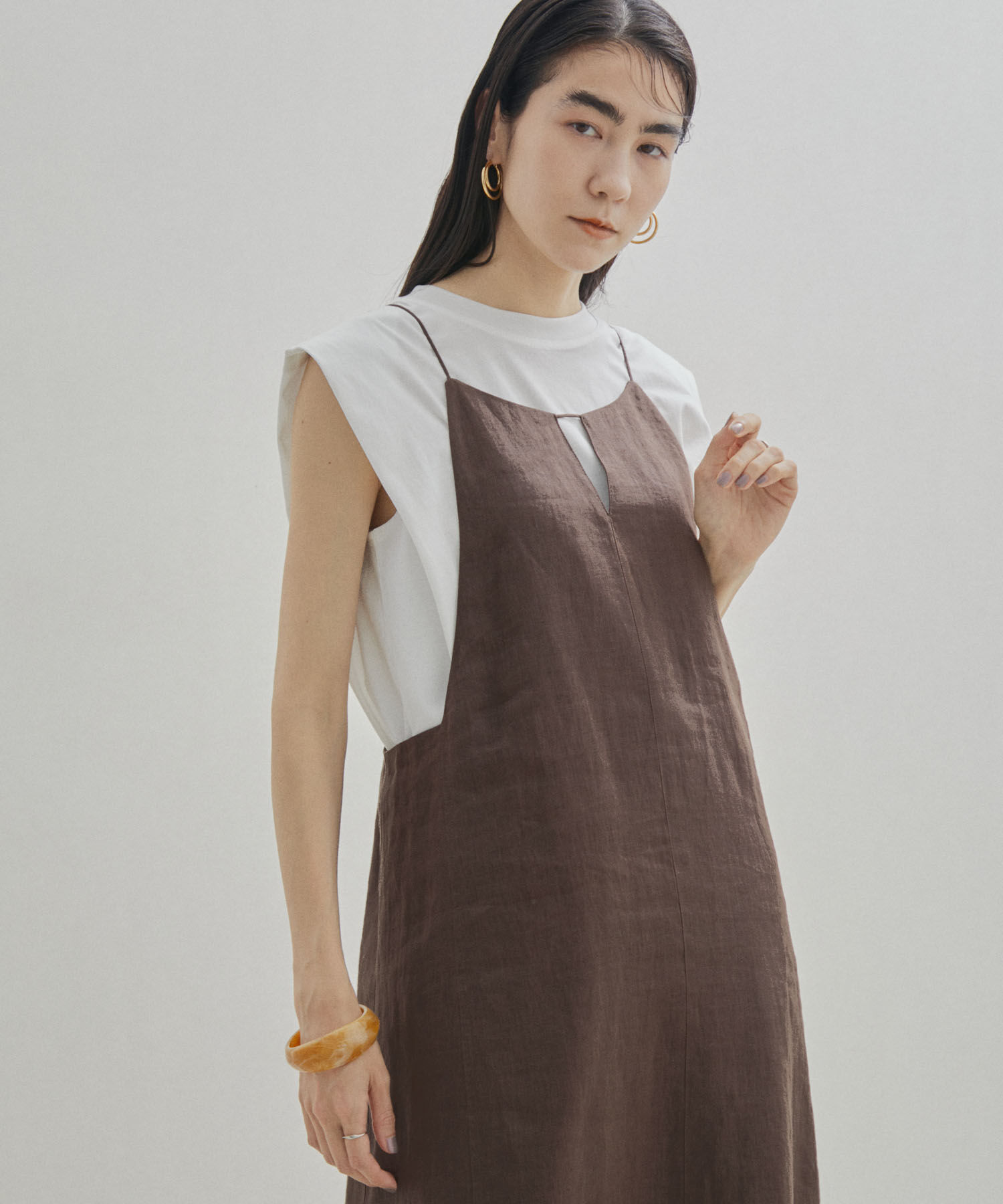 SALON adam et rope'「【洗える】ノルマンディリネンキャミワンピース/麻」|ワンピース|