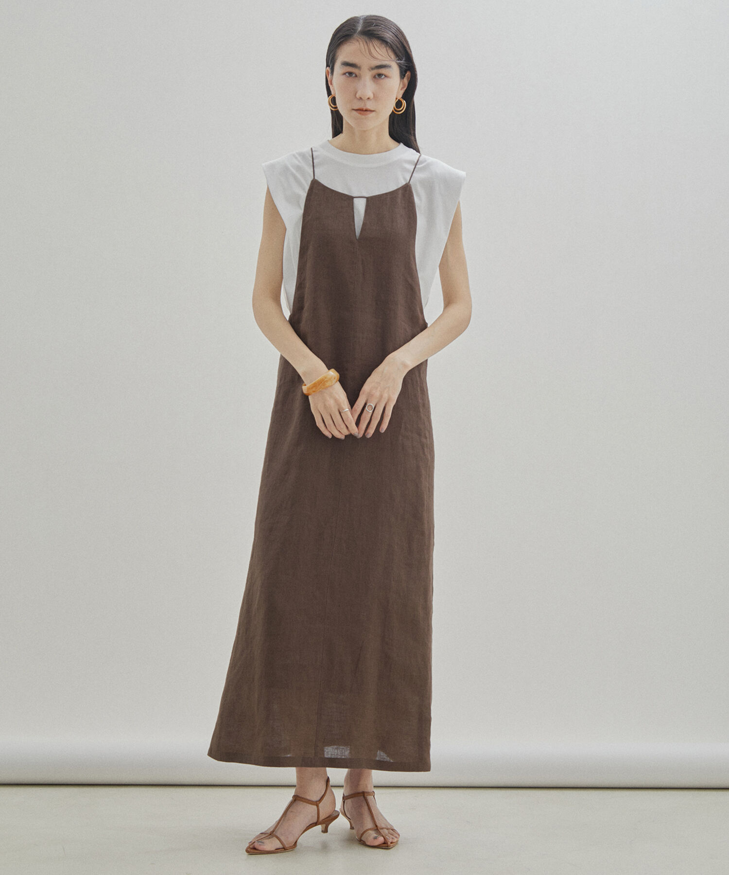 SALON adam et rope'「【洗える】ノルマンディリネンキャミワンピース/麻」|ワンピース|