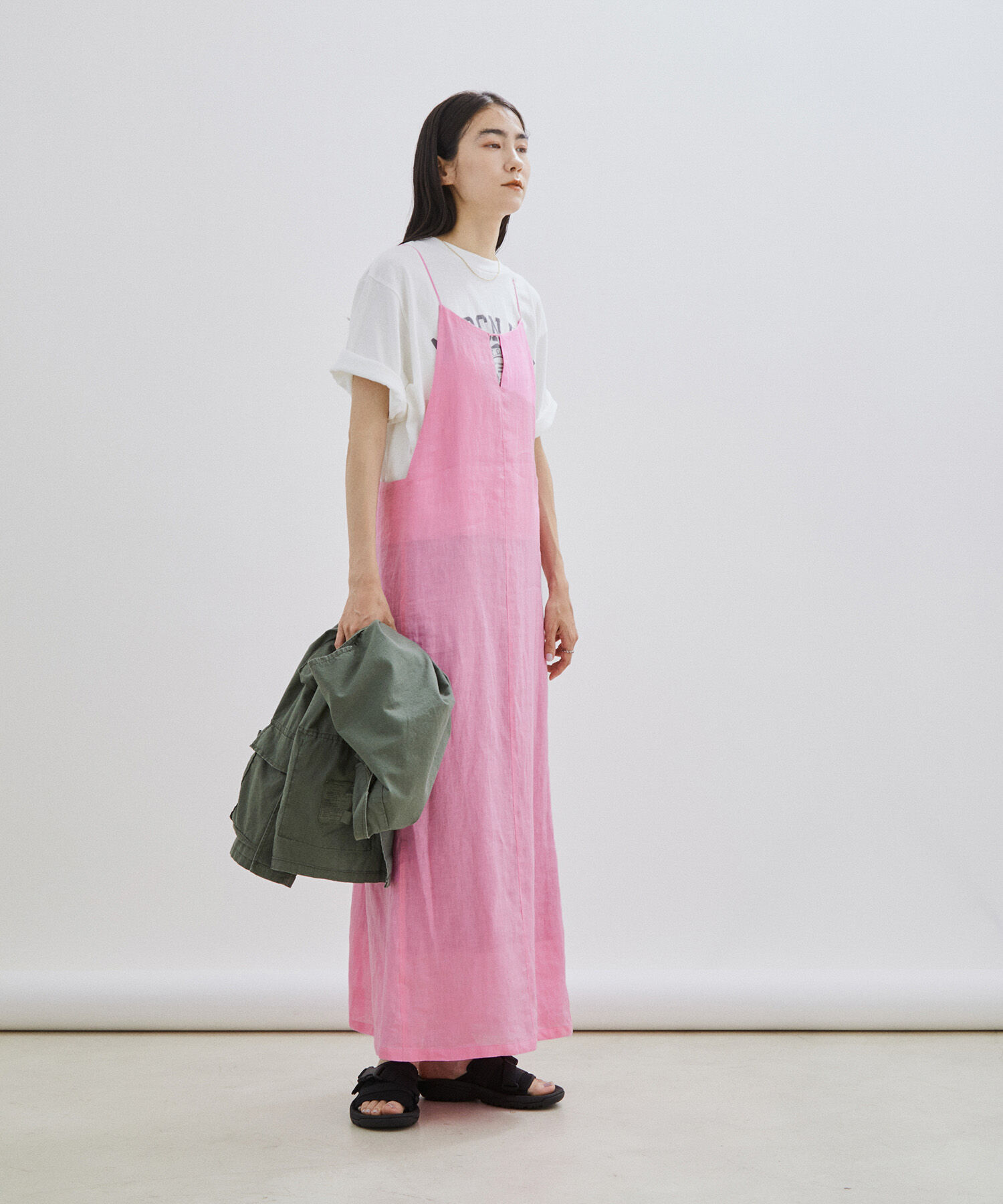 SALON adam et rope'「【洗える】ノルマンディリネンキャミワンピース/麻」|ワンピース|