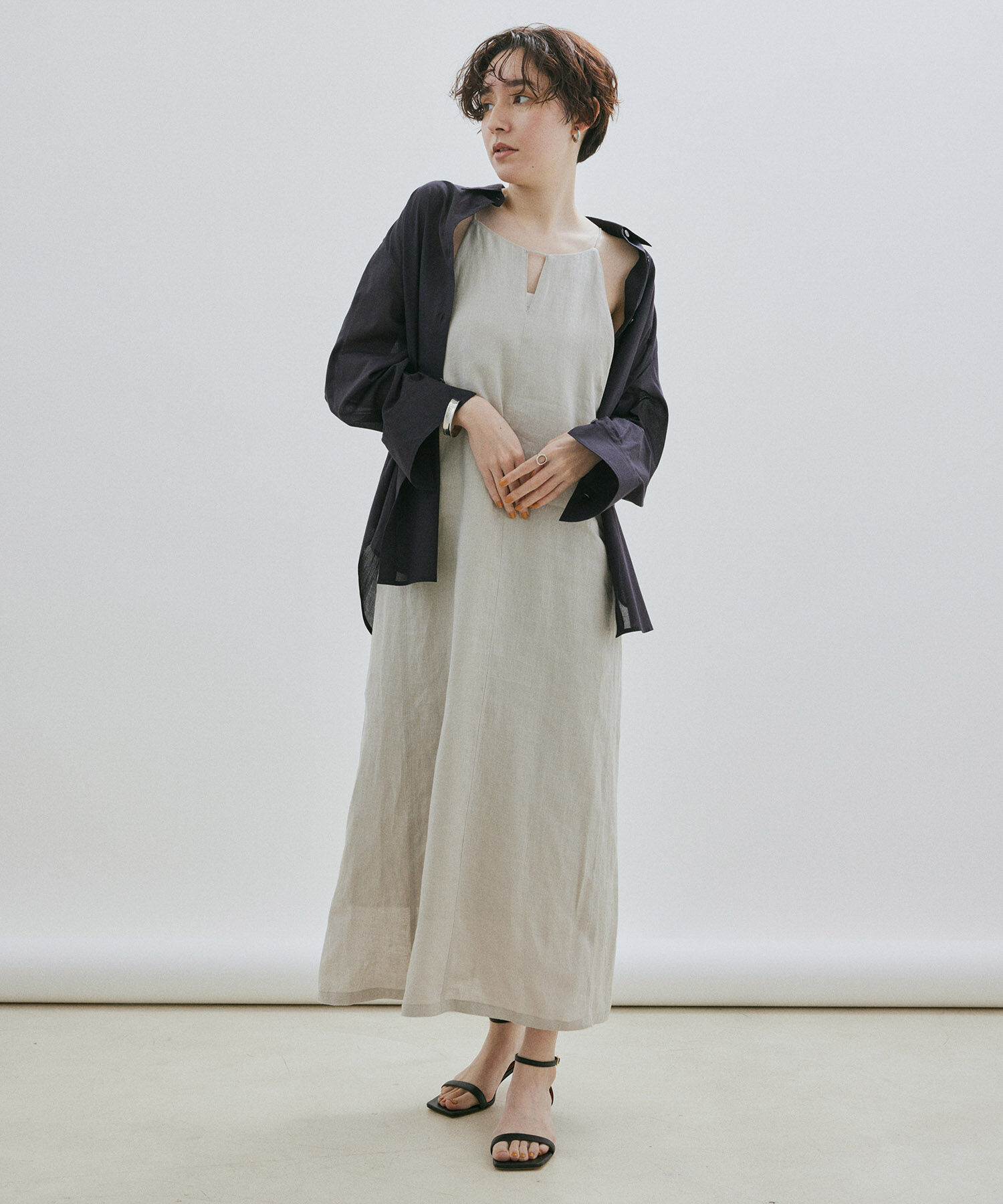 SALON adam et rope'「【洗える】ノルマンディリネンキャミワンピース/麻」|ワンピース|