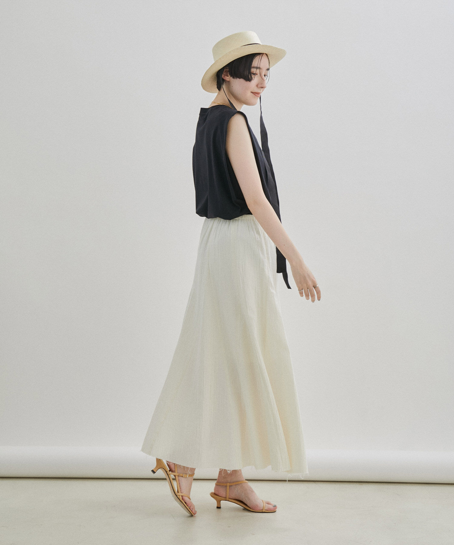 SALON adam et rope'「【UVケア・接触冷感・洗濯耐久】PRIMA VEIL コットンノースリーブTシャツ」|Tシャツ・カットソー|