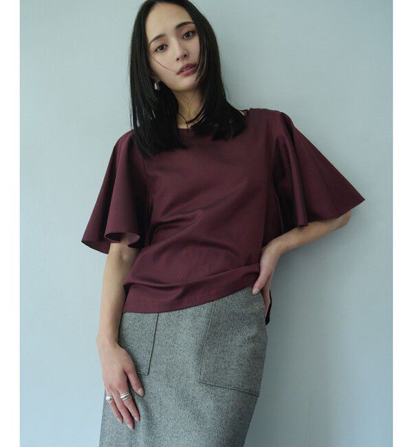 ROPE「【洗える】フレアスリーブオーバーブラウス【WEB・一部店舗限定】」|シャツ・ブラウス|ワイン(66)