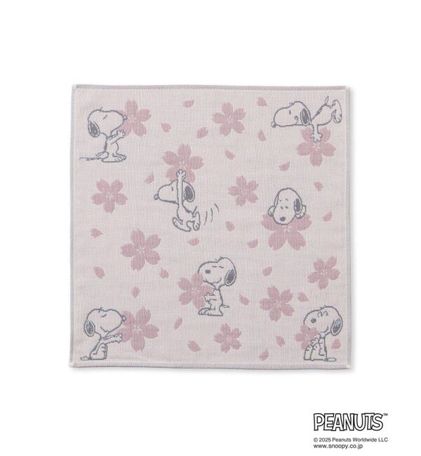 ROPE PICNIC PASSAGE「【SNOOPY/スヌーピー】さくら3重ガーゼハンカチ」|ハンカチ|生成サブ