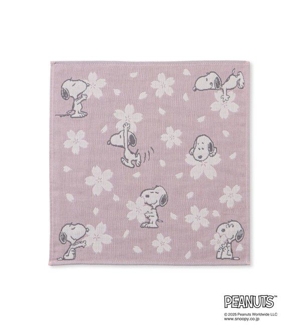 ROPE PICNIC PASSAGE「【SNOOPY/スヌーピー】さくら3重ガーゼハンカチ」|ハンカチ|ピンク
