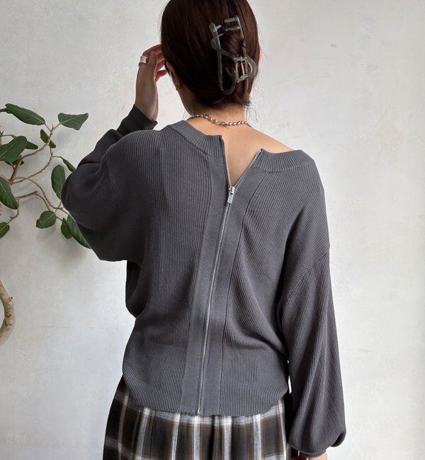 「【WEB限定】前後２WAYジップニット」|ニット・セーター|