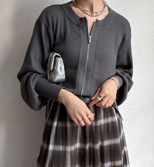  「【WEB限定】前後２WAYジップニット」|ニット・セーター|