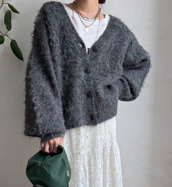  「【WEB限定】シャギーVカーディガン」|カーディガン|