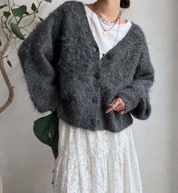  「【WEB限定】シャギーVカーディガン」|カーディガン|