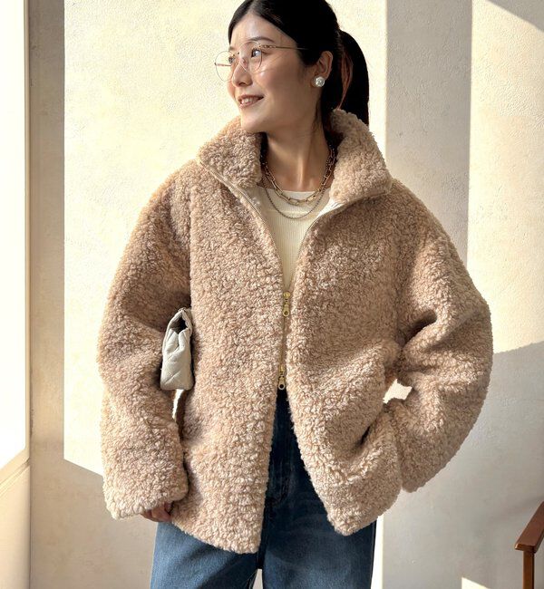  「【インフルエンサーOKOCHI企画】ボアブルゾン」|その他|ライトベージュ