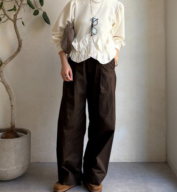  「【WEB限定】フクレジャガード裾フリルトップス」|Tシャツ・カットソー|