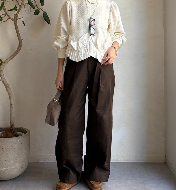  「【WEB限定】フクレジャガード裾フリルトップス」|Tシャツ・カットソー|