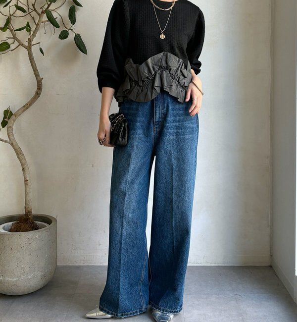  「【WEB限定】フクレジャガード裾フリルトップス」|Tシャツ・カットソー|