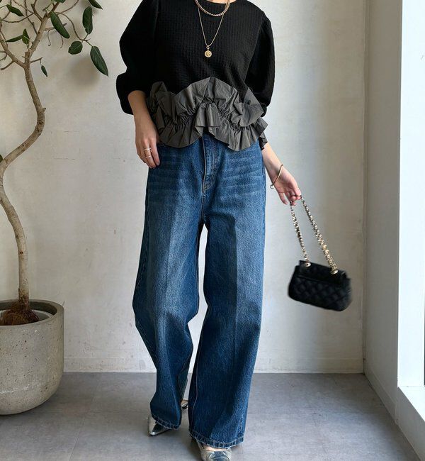  「【WEB限定】フクレジャガード裾フリルトップス」|Tシャツ・カットソー|