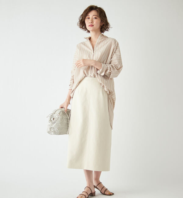  「【《定番人気アイテム》手洗い可】エコスウェードセミストレートスカート」|スカート|