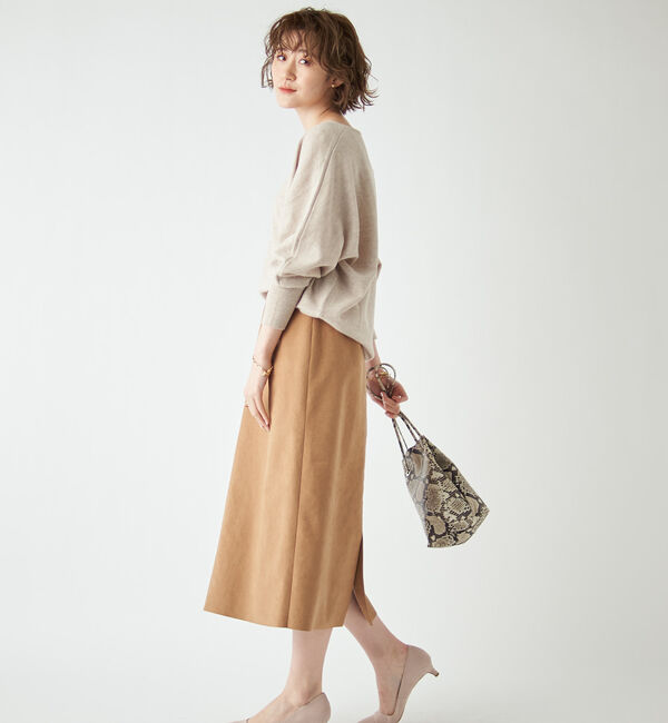  「【《定番人気アイテム》手洗い可】エコスウェードセミストレートスカート」|スカート|