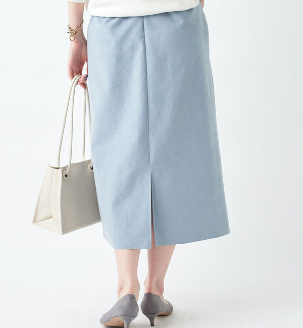  「【《定番人気アイテム》手洗い可】エコスウェードセミストレートスカート」|スカート|サックスブルー