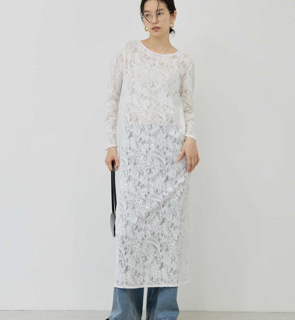  「ストレッチレースワンピース」|ワンピース|ホワイト