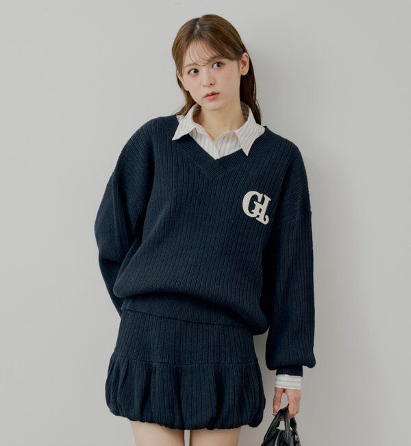  「ブローチ付きストライプルーズシャツ」|シャツ・ブラウス|