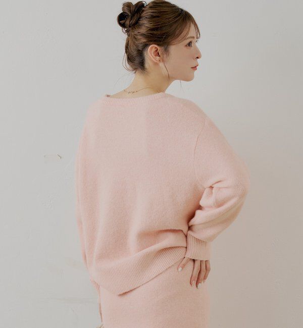  「【セットアップ対応】胸ロゴVネックルーズニット」|ニット・セーター|