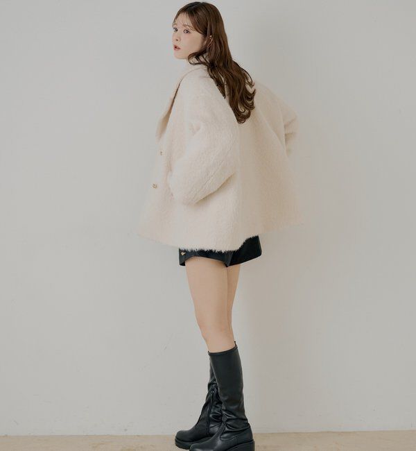  「金ボタンシャギーミディジャケットコート」|その他|