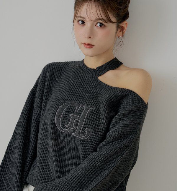  「肩スリットオフショルニット」|ニット・セーター|