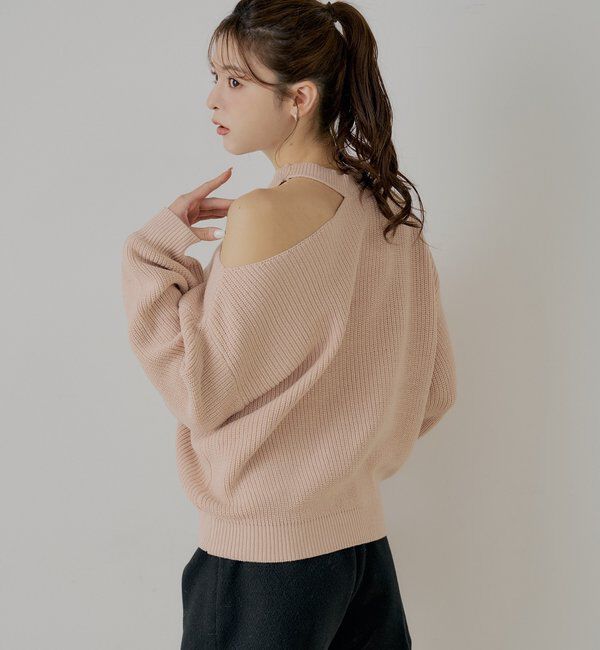  「肩スリットオフショルニット」|ニット・セーター|