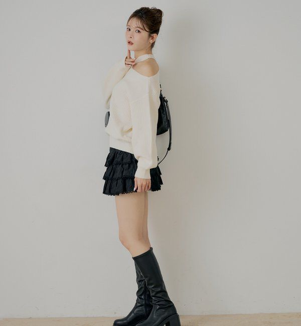  「肩スリットオフショルニット」|ニット・セーター|
