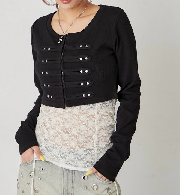  「【WEB限定サイズあり】ナポレオンショートトップス」|Tシャツ・カットソー|ブラック