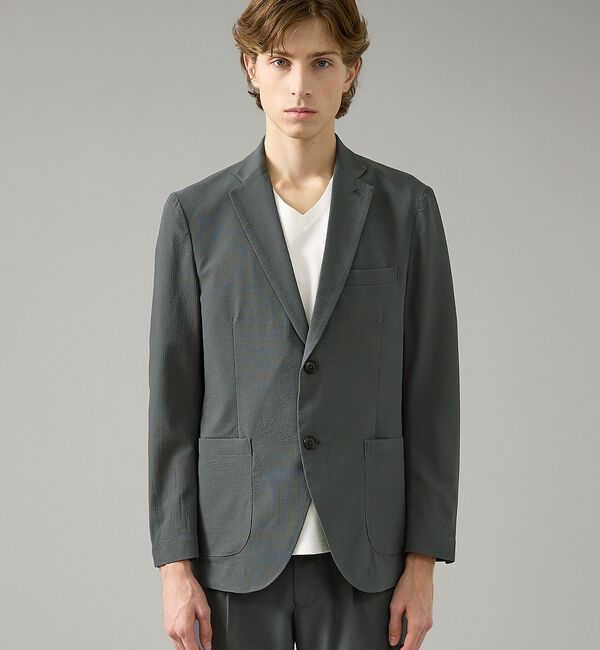 ABAHOUSE「【セットアップ対応】SOLOTEX シアサッカー ジャケット / ストレッチ 通」|テーラードジャケット|