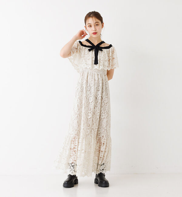 Rouge vif「バイカラーリボン レースワンピース」|ワンピース|