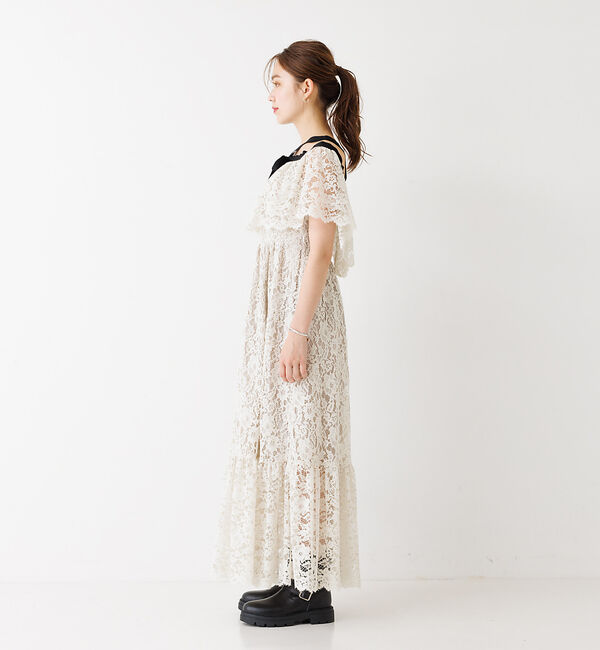 Rouge vif「バイカラーリボン レースワンピース」|ワンピース|