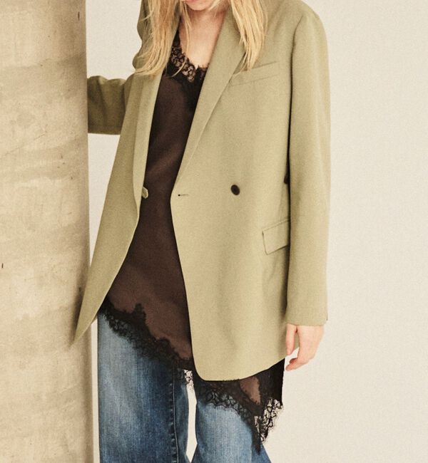 Rouge vif「【セットアップ対応】レースサテンアシンメトリーキャミソール」|キャミソール|