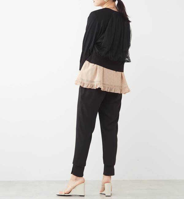 TIARA「ドット&times;ドットプリントフリルノースリーブブラウス」|シャツ・ブラウス|