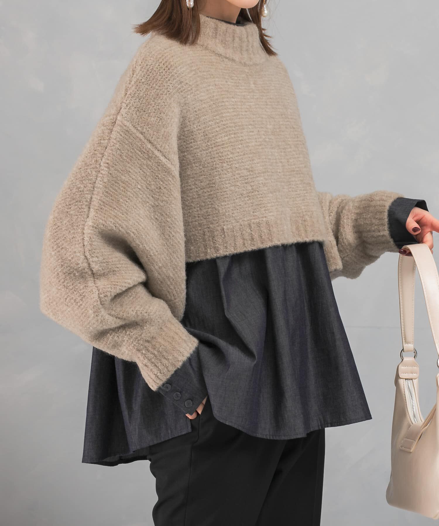 URBAN RESEARCH ROSSO「クロップドマルチウェイニット」|ニット・セーター|ベージュ