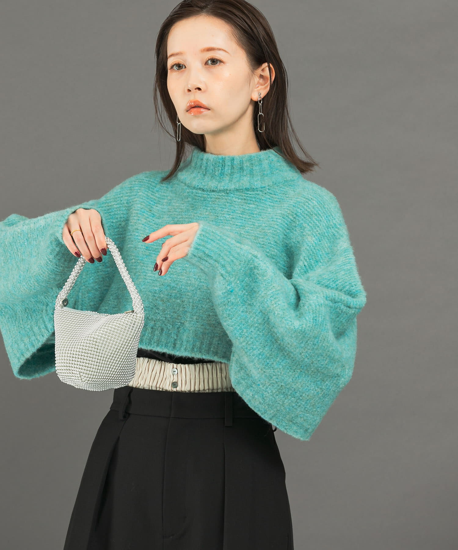 URBAN RESEARCH ROSSO「クロップドマルチウェイニット」|ニット・セーター|ブルー