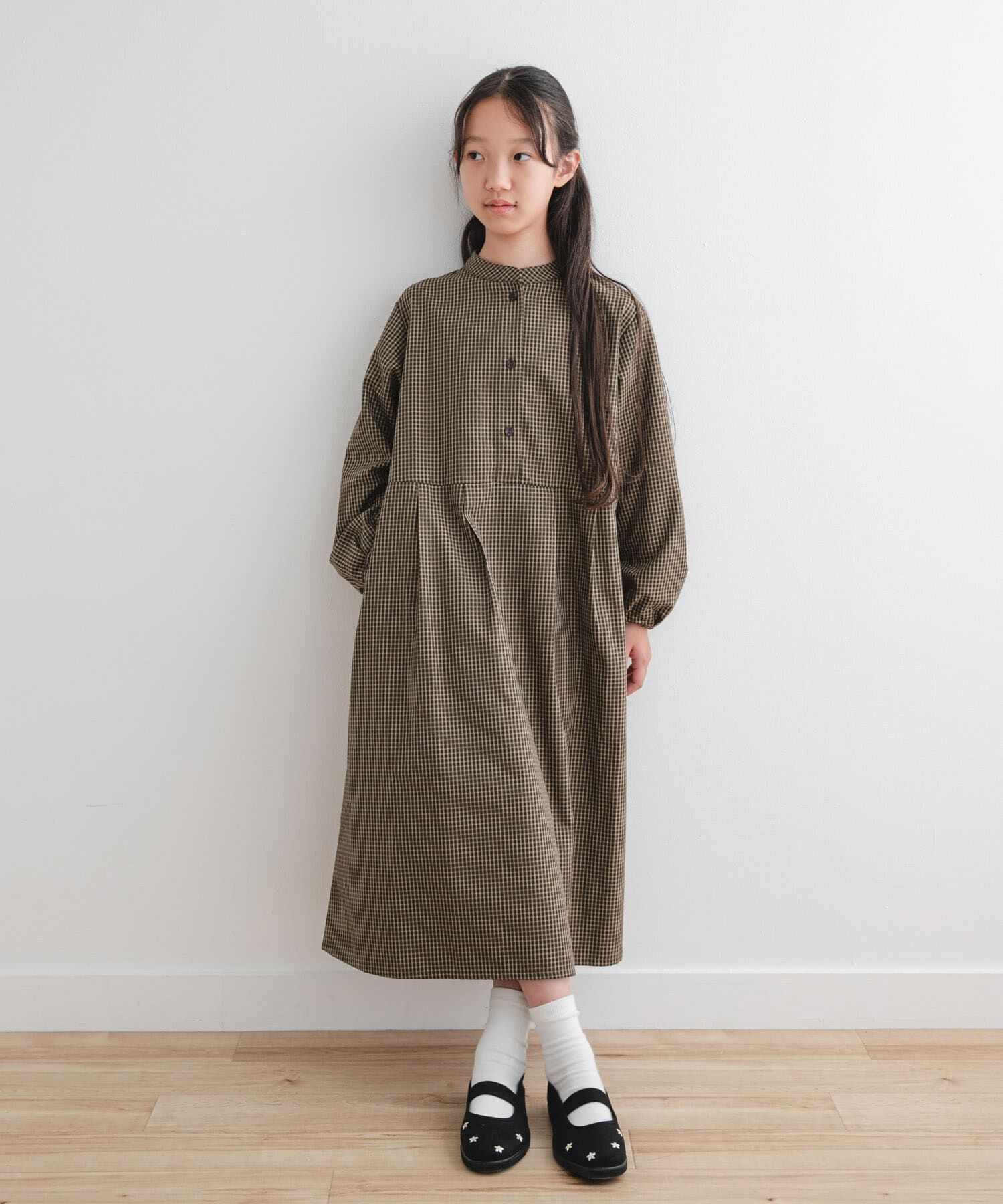 URBAN RESEARCH DOORS「『WEB/一部店舗限定』『親子リンク/UR TECH』チェック柄ワンピース(KIDS)」|ワンピース|ブラウン系その他