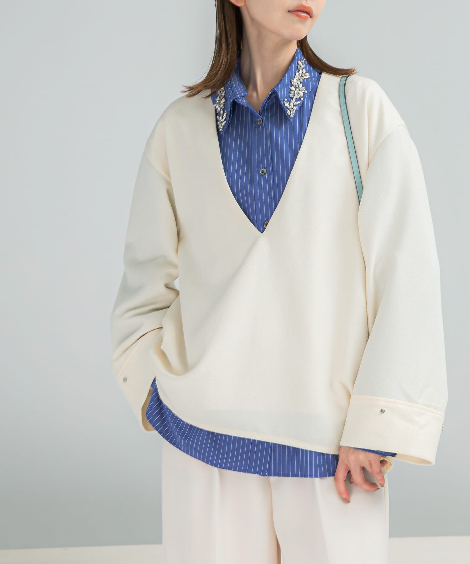 URBAN RESEARCH ROSSO「ツイード深Vネックプルオーバー」|シャツ・ブラウス|