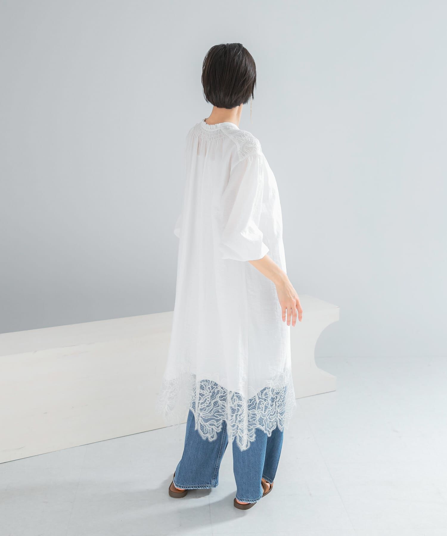 URBAN RESEARCH ROSSO「レース切り替えガウンワンピース」|ワンピース|