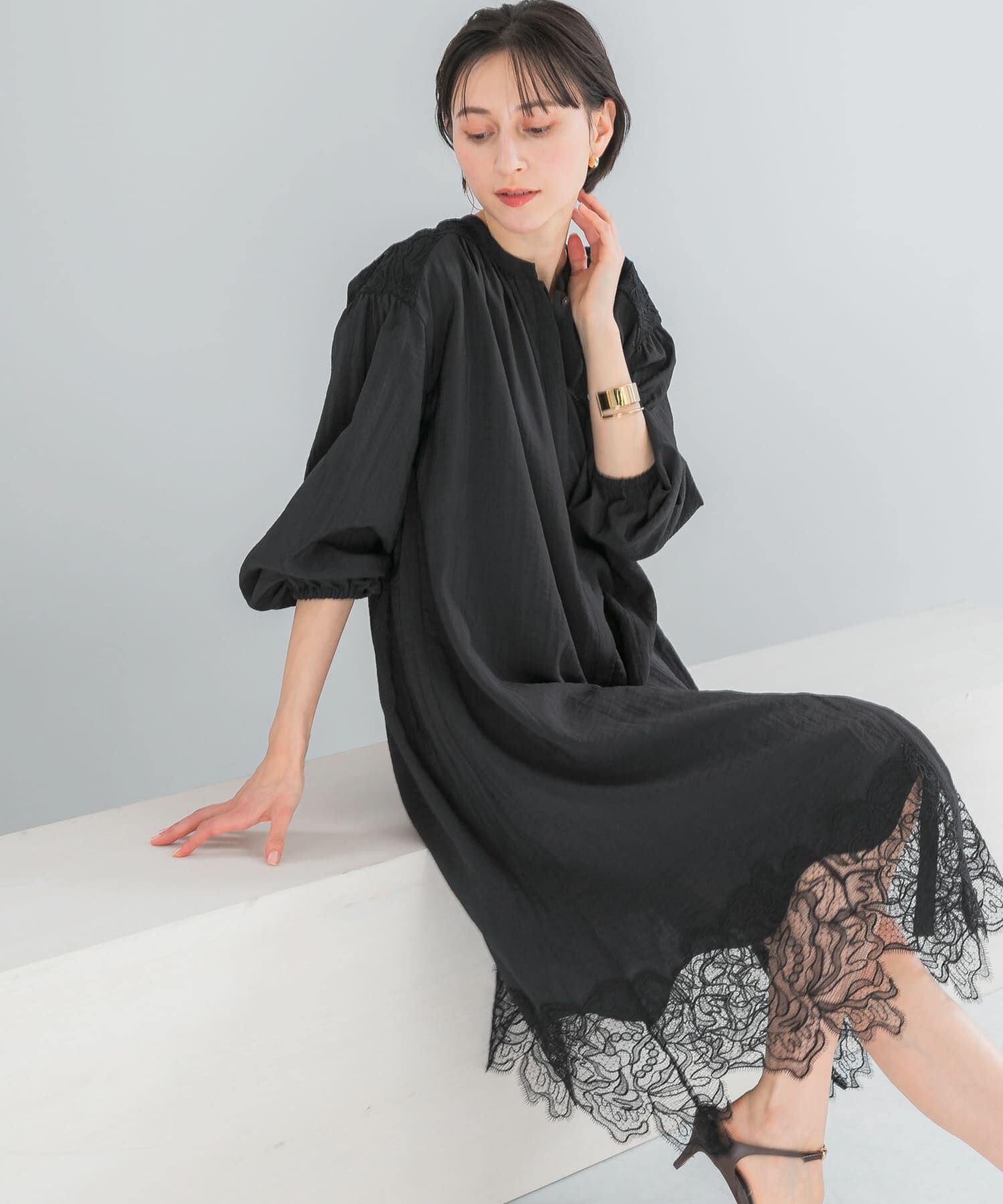 URBAN RESEARCH ROSSO「レース切り替えガウンワンピース」|ワンピース|