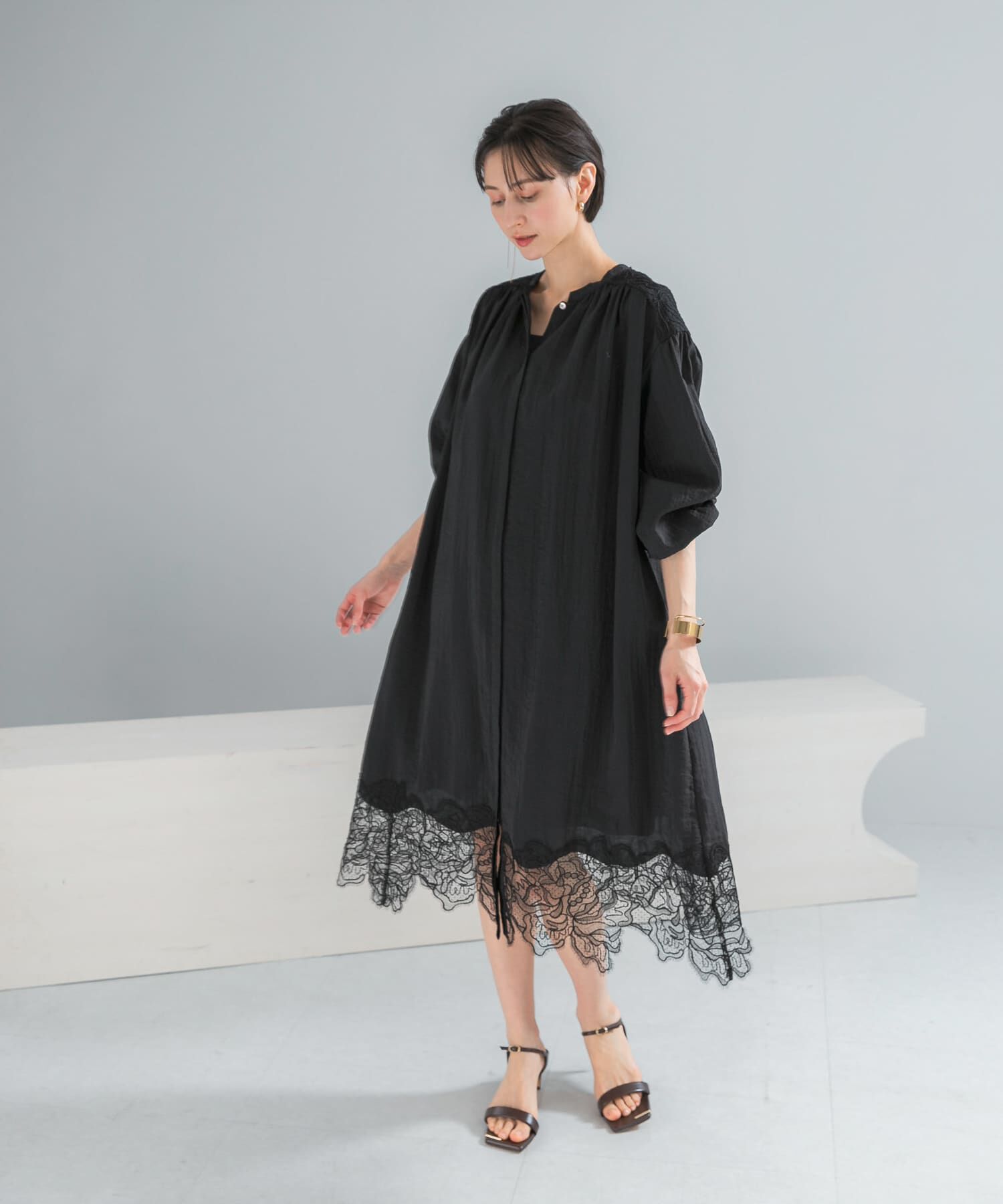 URBAN RESEARCH ROSSO「レース切り替えガウンワンピース」|ワンピース|