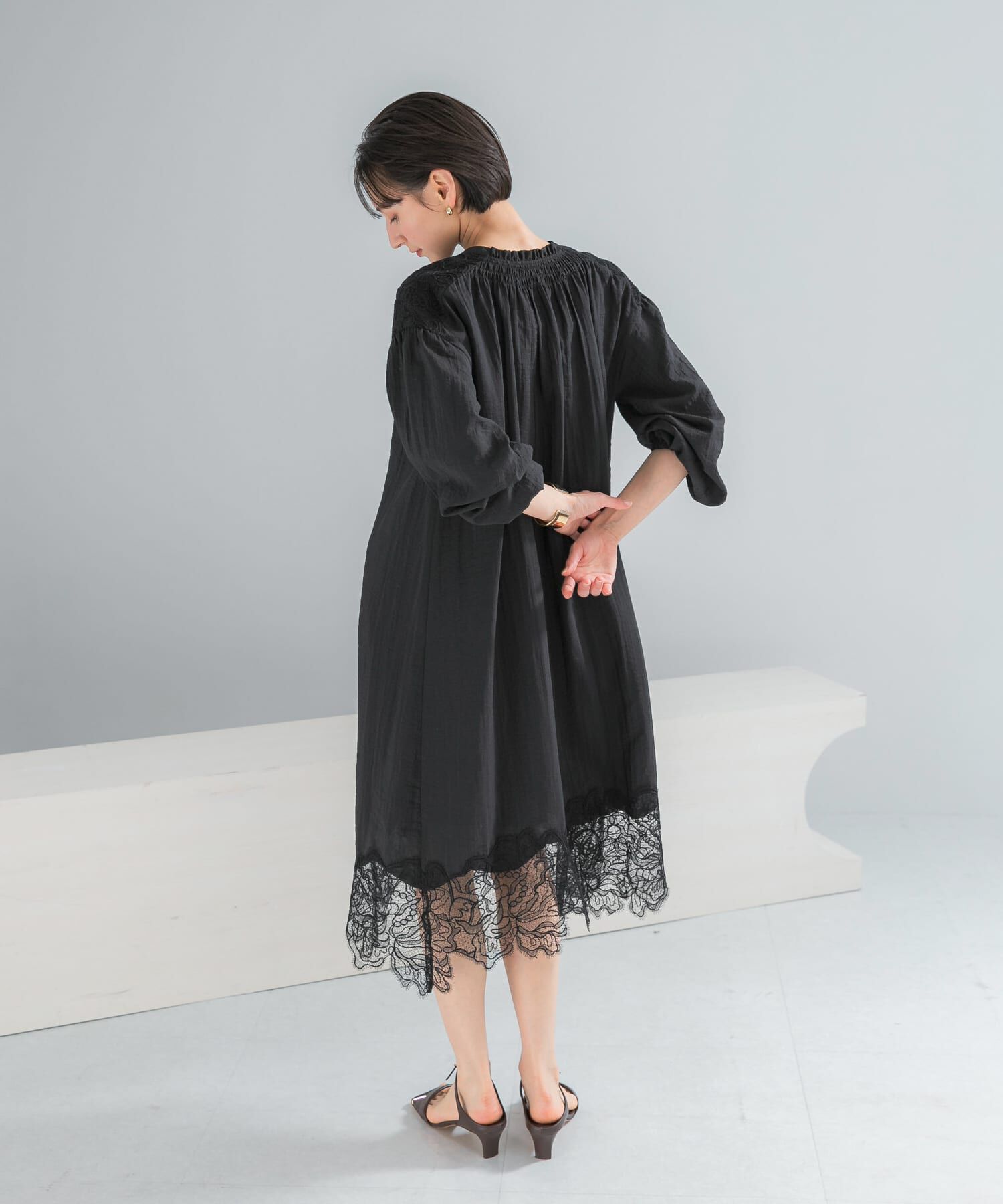 URBAN RESEARCH ROSSO「レース切り替えガウンワンピース」|ワンピース|