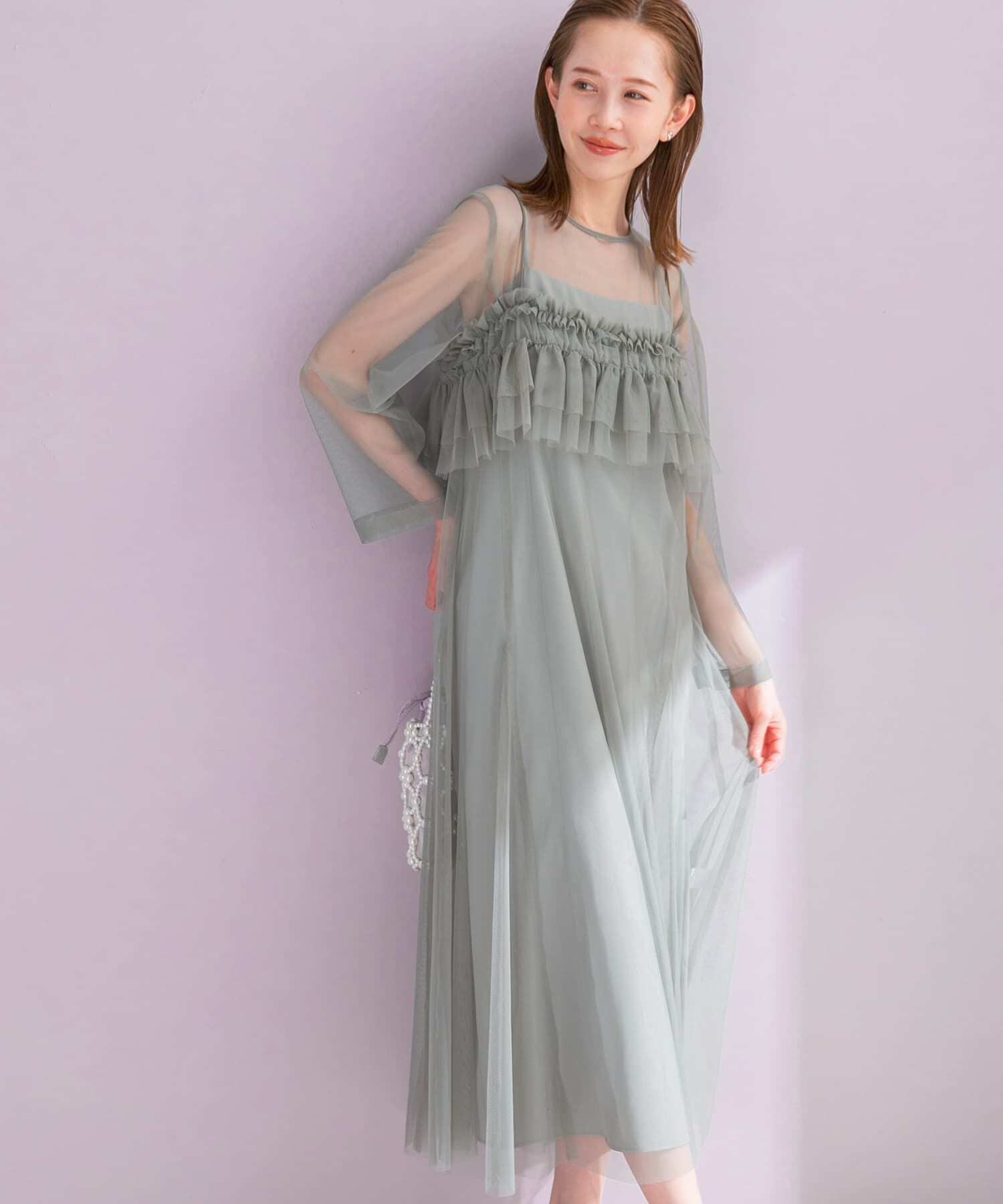 URBAN RESEARCH ROSSO「チュールキャミソールsetドレス」|ワンピース|グリーン系その他