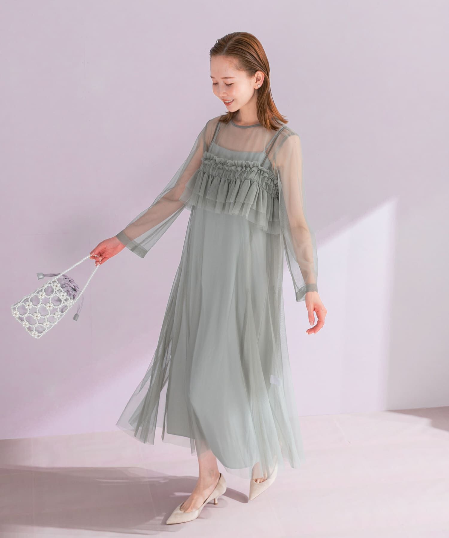 URBAN RESEARCH ROSSO「チュールキャミソールsetドレス」|ワンピース|