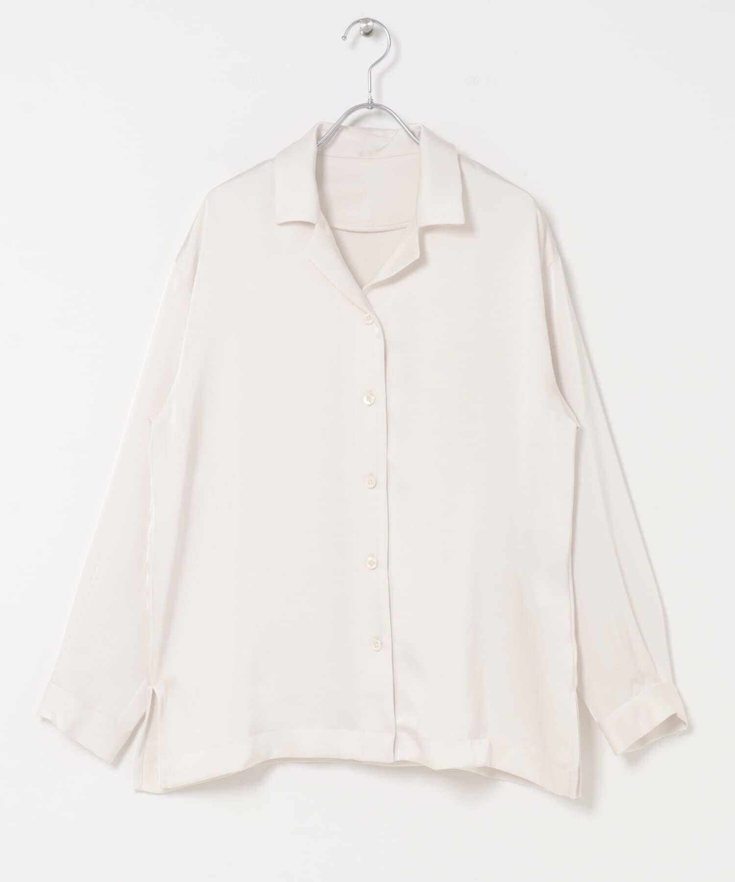 URBAN RESEARCH ROSSO「オープンカラーヴィンテージシルキーサテンブラウス」|シャツ・ブラウス|